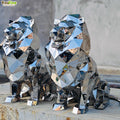 “YOUFINE Geometric Stainless Steel Lion – Modern Outdoor Sculpture”