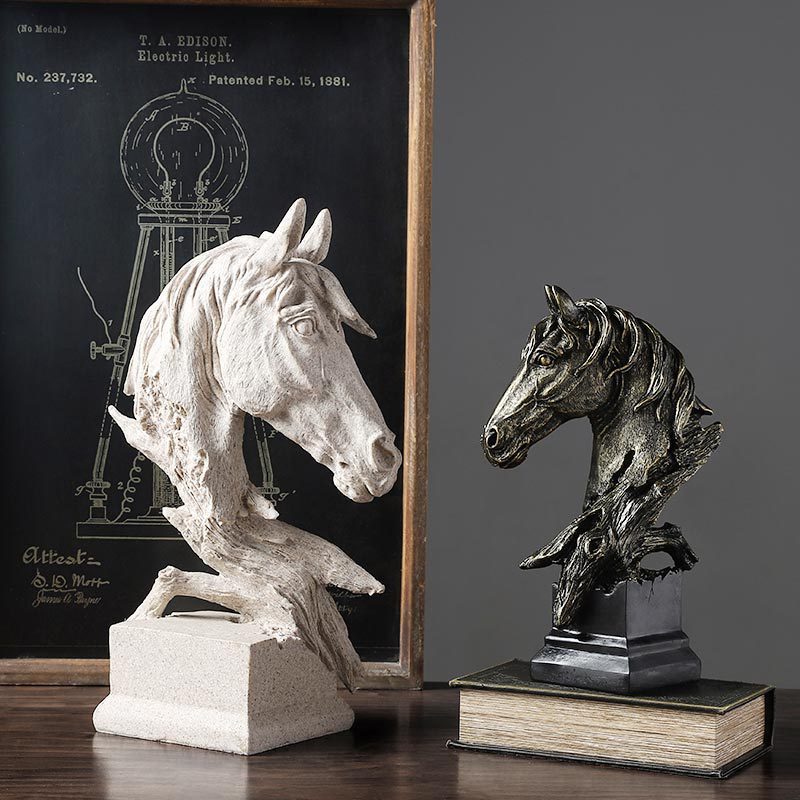 3D Hand-Painted Resin Horse Head Sculpture