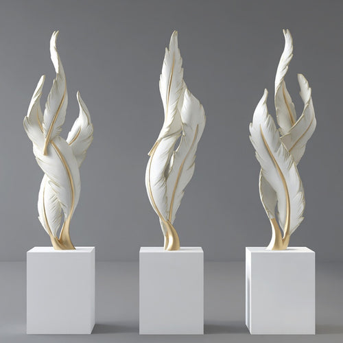 Luxury Feather Art Sculpture – Living Room & Office Decor