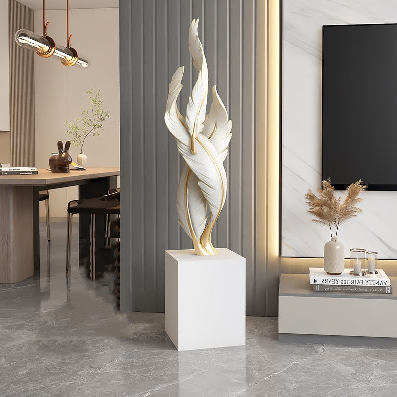 Luxury Feather Art Sculpture – Living Room & Office Decor