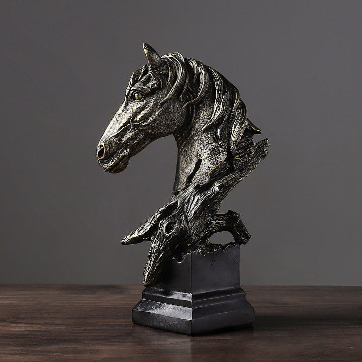 3D Hand-Painted Resin Horse Head Sculpture