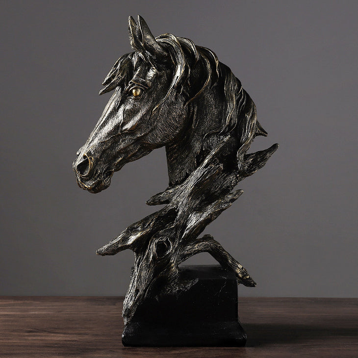3D Hand-Painted Resin Horse Head Sculpture